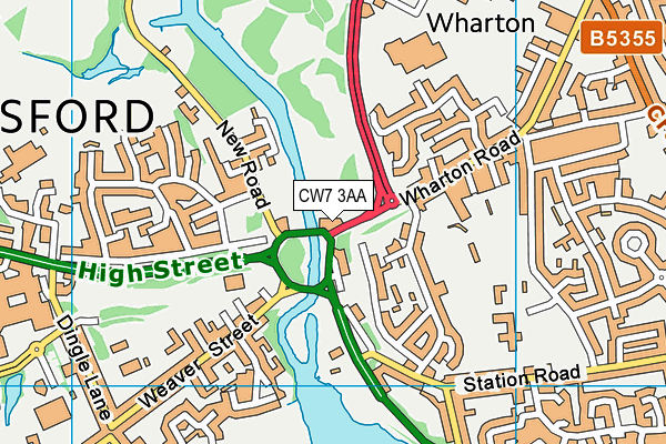 CW7 3AA map - OS VectorMap District (Ordnance Survey)