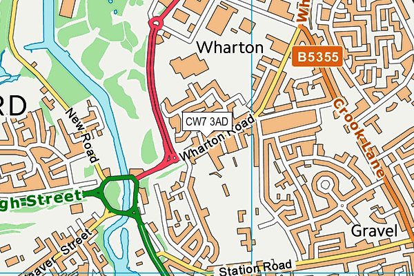 CW7 3AD map - OS VectorMap District (Ordnance Survey)