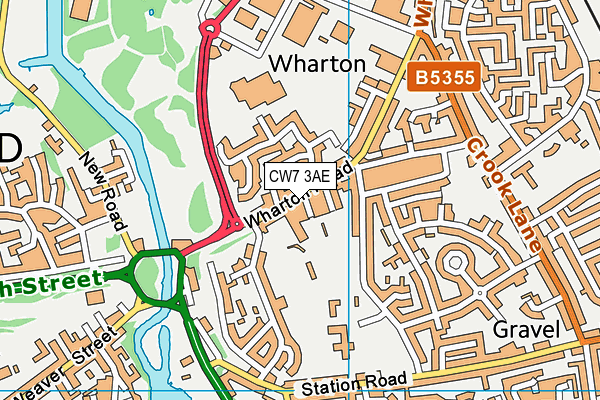 Barton Stadium (Winsford United Fc) map (CW7 3AE) - OS VectorMap District (Ordnance Survey)