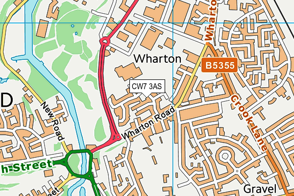 CW7 3AS map - OS VectorMap District (Ordnance Survey)