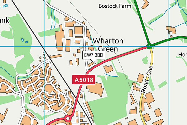 CW7 3BD map - OS VectorMap District (Ordnance Survey)