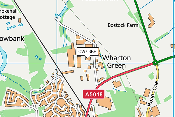 CW7 3BE map - OS VectorMap District (Ordnance Survey)