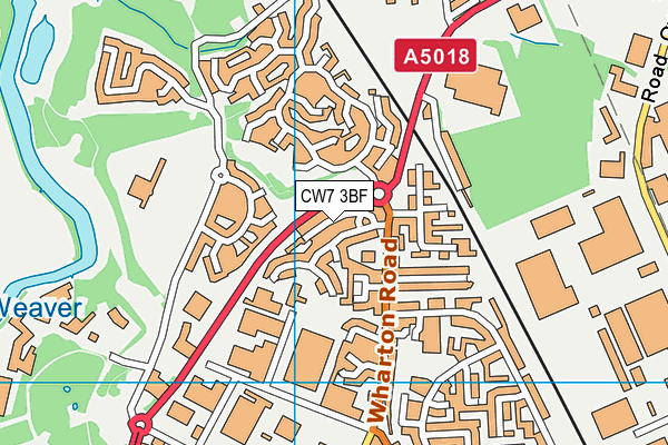 CW7 3BF map - OS VectorMap District (Ordnance Survey)