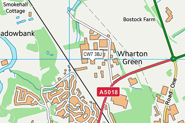 CW7 3BJ map - OS VectorMap District (Ordnance Survey)