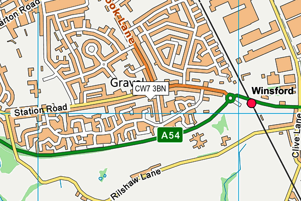 CW7 3BN map - OS VectorMap District (Ordnance Survey)