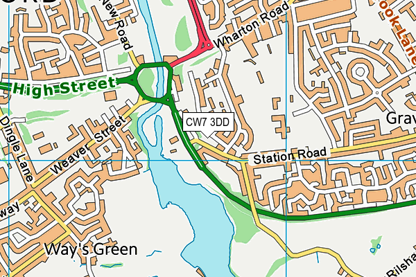 CW7 3DD map - OS VectorMap District (Ordnance Survey)