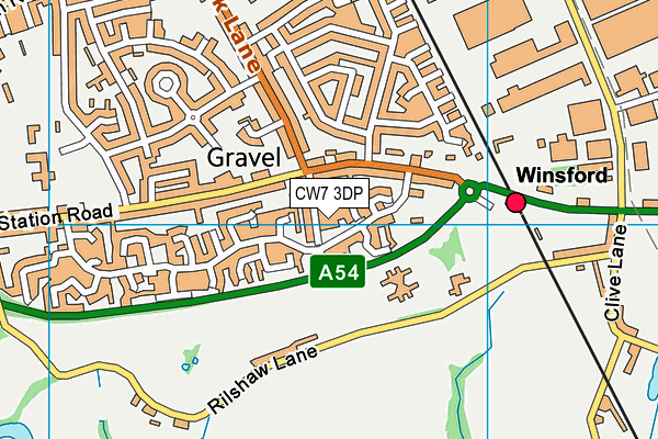 CW7 3DP map - OS VectorMap District (Ordnance Survey)