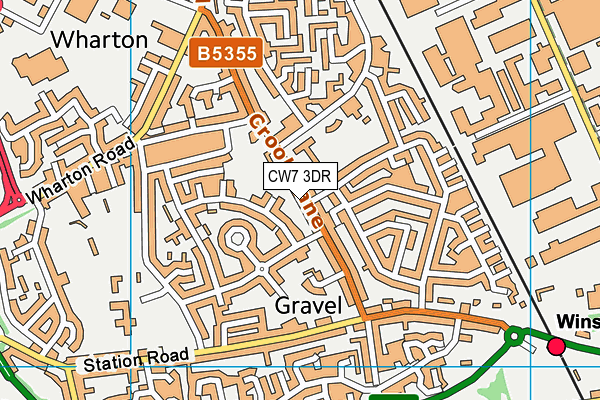 CW7 3DR map - OS VectorMap District (Ordnance Survey)