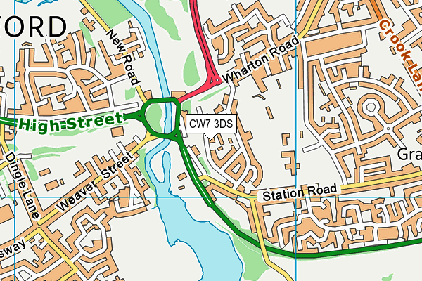 CW7 3DS map - OS VectorMap District (Ordnance Survey)