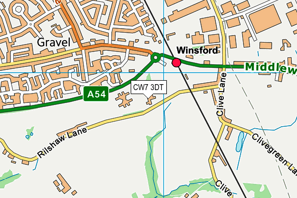 CW7 3DT map - OS VectorMap District (Ordnance Survey)