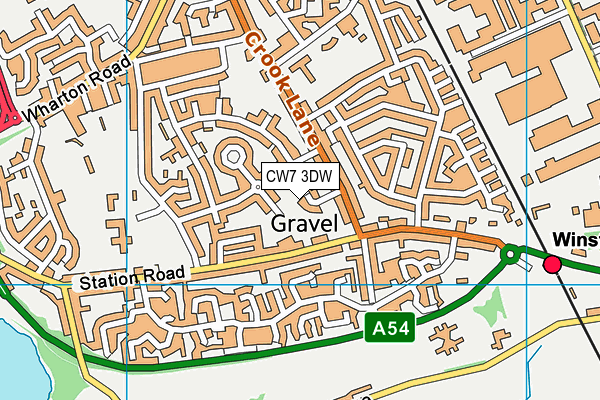 CW7 3DW map - OS VectorMap District (Ordnance Survey)