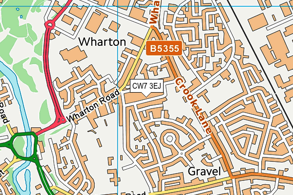 CW7 3EJ map - OS VectorMap District (Ordnance Survey)