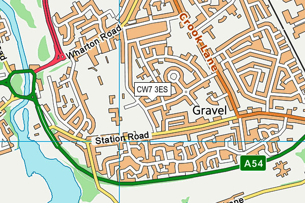 CW7 3ES map - OS VectorMap District (Ordnance Survey)