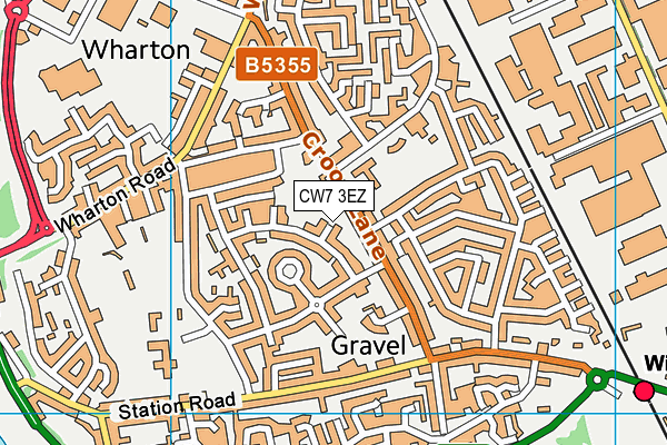 CW7 3EZ map - OS VectorMap District (Ordnance Survey)