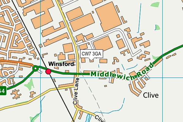 CW7 3GA map - OS VectorMap District (Ordnance Survey)