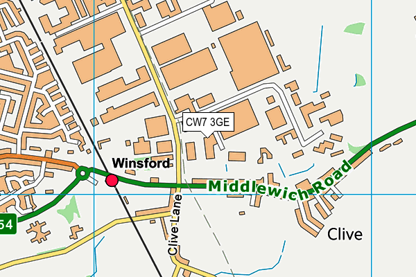 CW7 3GE map - OS VectorMap District (Ordnance Survey)