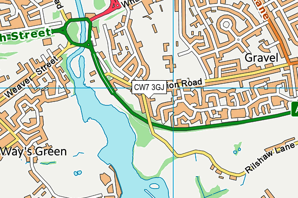 CW7 3GJ map - OS VectorMap District (Ordnance Survey)