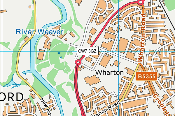 CW7 3GZ map - OS VectorMap District (Ordnance Survey)