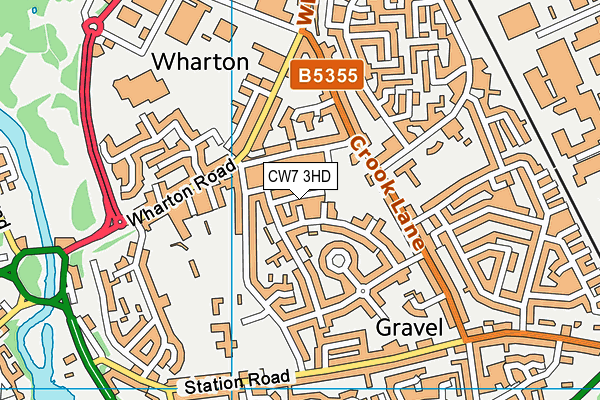 CW7 3HD map - OS VectorMap District (Ordnance Survey)