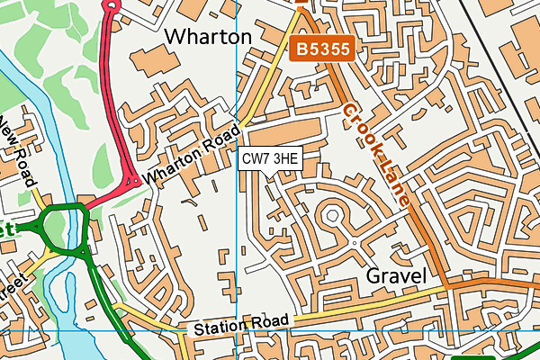 CW7 3HE map - OS VectorMap District (Ordnance Survey)