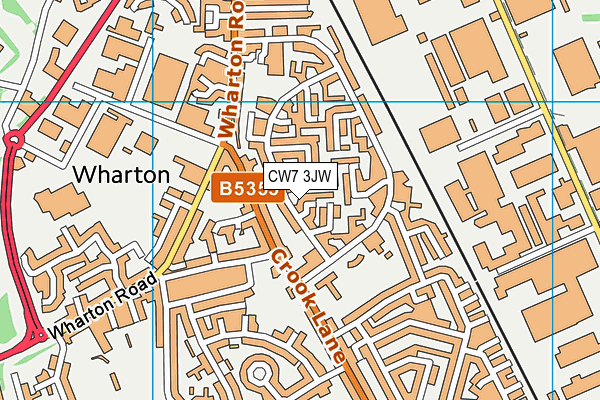 CW7 3JW map - OS VectorMap District (Ordnance Survey)