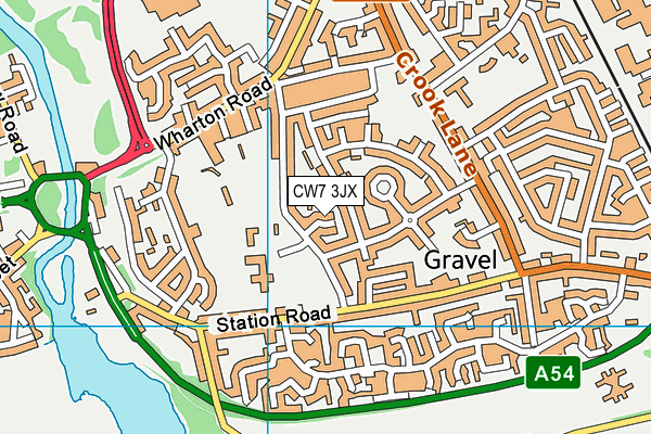 CW7 3JX map - OS VectorMap District (Ordnance Survey)