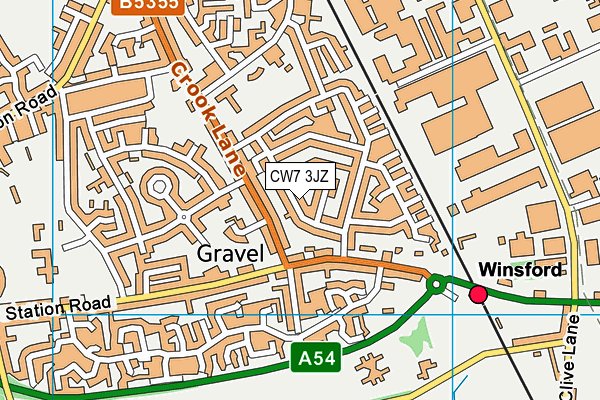 CW7 3JZ map - OS VectorMap District (Ordnance Survey)