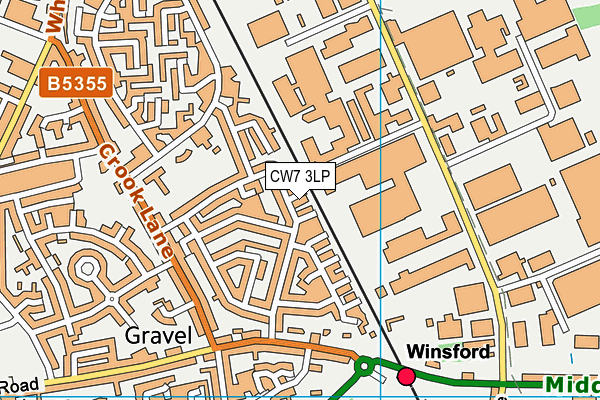 CW7 3LP map - OS VectorMap District (Ordnance Survey)
