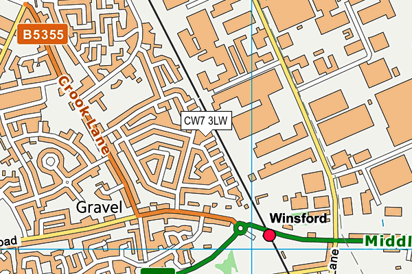 CW7 3LW map - OS VectorMap District (Ordnance Survey)