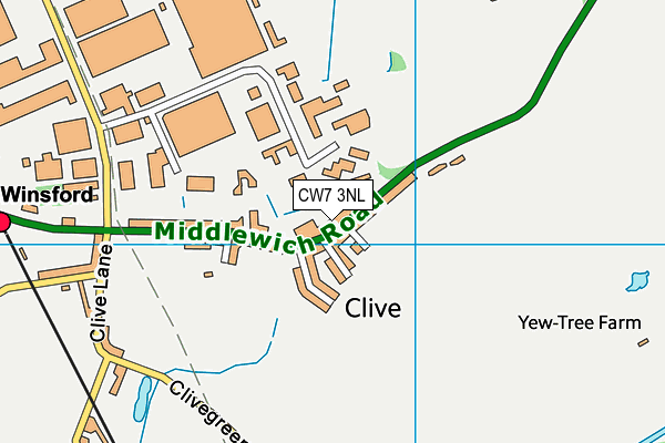 CW7 3NL map - OS VectorMap District (Ordnance Survey)