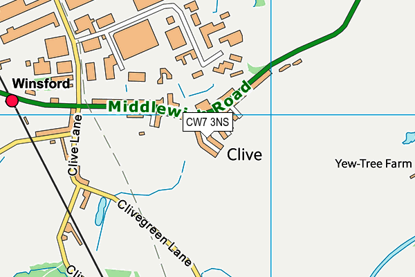 CW7 3NS map - OS VectorMap District (Ordnance Survey)