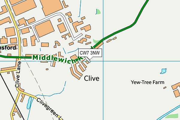 CW7 3NW map - OS VectorMap District (Ordnance Survey)