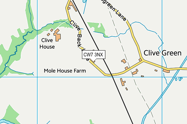 CW7 3NX map - OS VectorMap District (Ordnance Survey)