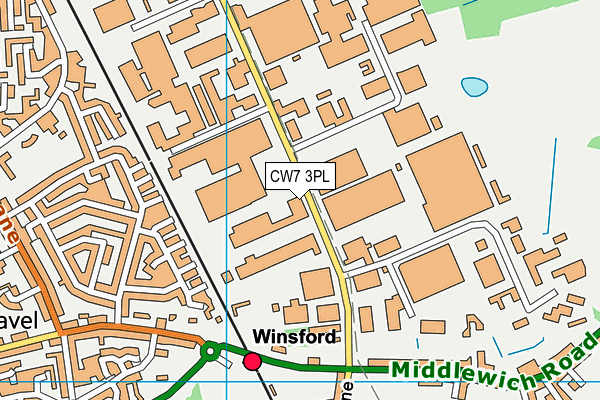 CW7 3PL map - OS VectorMap District (Ordnance Survey)