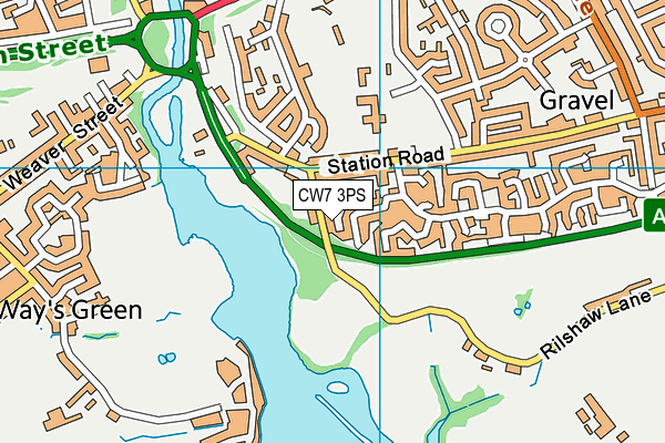 CW7 3PS map - OS VectorMap District (Ordnance Survey)
