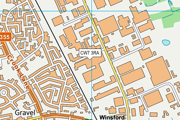 CW7 3RA map - OS VectorMap District (Ordnance Survey)