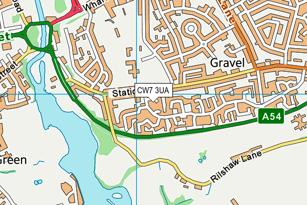 CW7 3UA map - OS VectorMap District (Ordnance Survey)