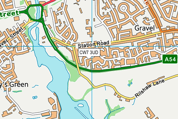 CW7 3UD map - OS VectorMap District (Ordnance Survey)