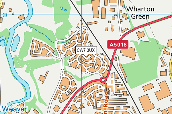 CW7 3UX map - OS VectorMap District (Ordnance Survey)