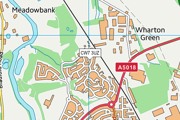 CW7 3UZ map - OS VectorMap District (Ordnance Survey)