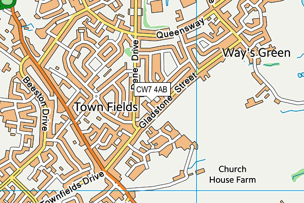 CW7 4AB map - OS VectorMap District (Ordnance Survey)