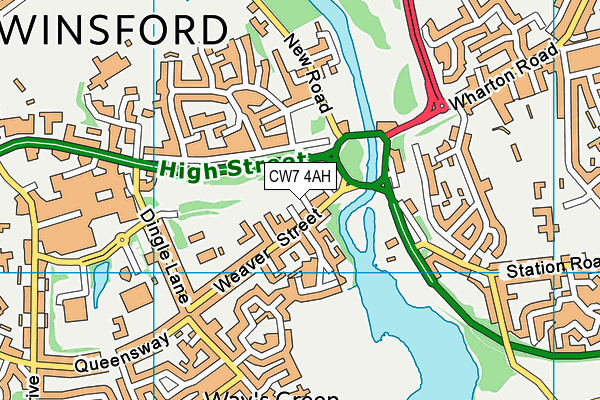 CW7 4AH map - OS VectorMap District (Ordnance Survey)