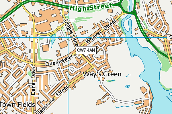 CW7 4AN map - OS VectorMap District (Ordnance Survey)