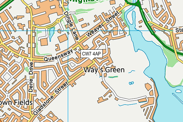 CW7 4AP map - OS VectorMap District (Ordnance Survey)