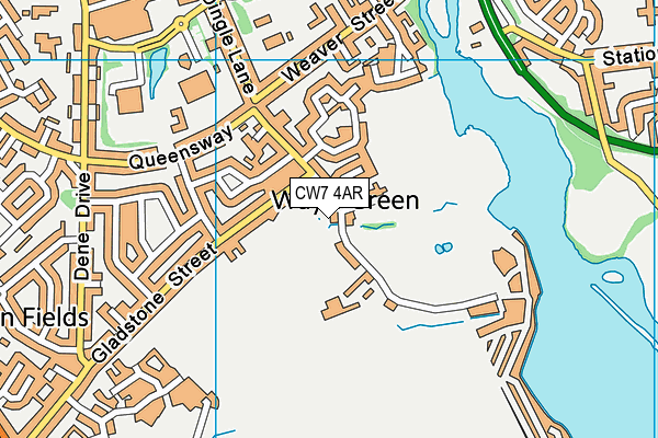 CW7 4AR map - OS VectorMap District (Ordnance Survey)