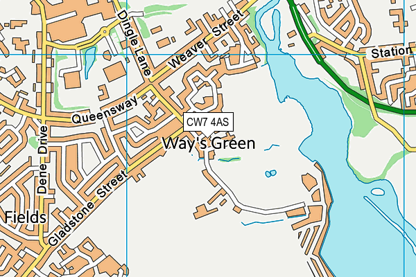CW7 4AS map - OS VectorMap District (Ordnance Survey)