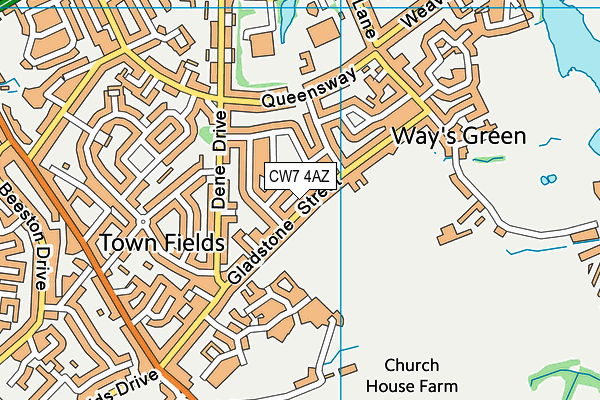 CW7 4AZ map - OS VectorMap District (Ordnance Survey)