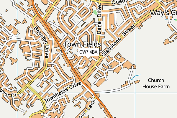 CW7 4BA map - OS VectorMap District (Ordnance Survey)