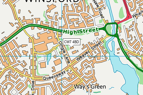 CW7 4BD map - OS VectorMap District (Ordnance Survey)