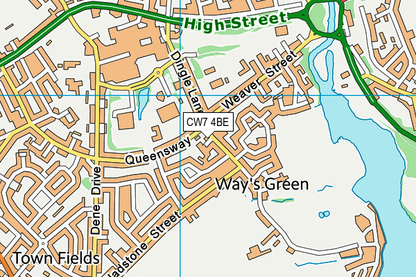 CW7 4BE map - OS VectorMap District (Ordnance Survey)